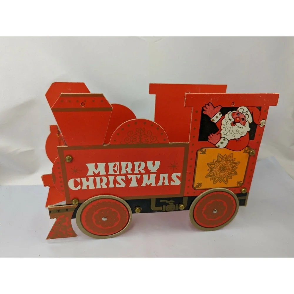 Merry‎ Christmas Train Cardboard Table Decoration 7 Inch Tall